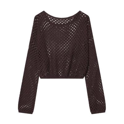   European and American Style, New Women's Fashionable and Fashionable Casual Sequin Hollow-out Short Knit Sweater