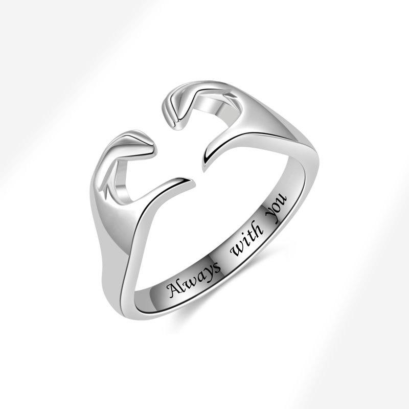 Romantic Double Hand Heart Gesture Ring Fashionable Couple Love Symbol Personalized Jewelry Accessory