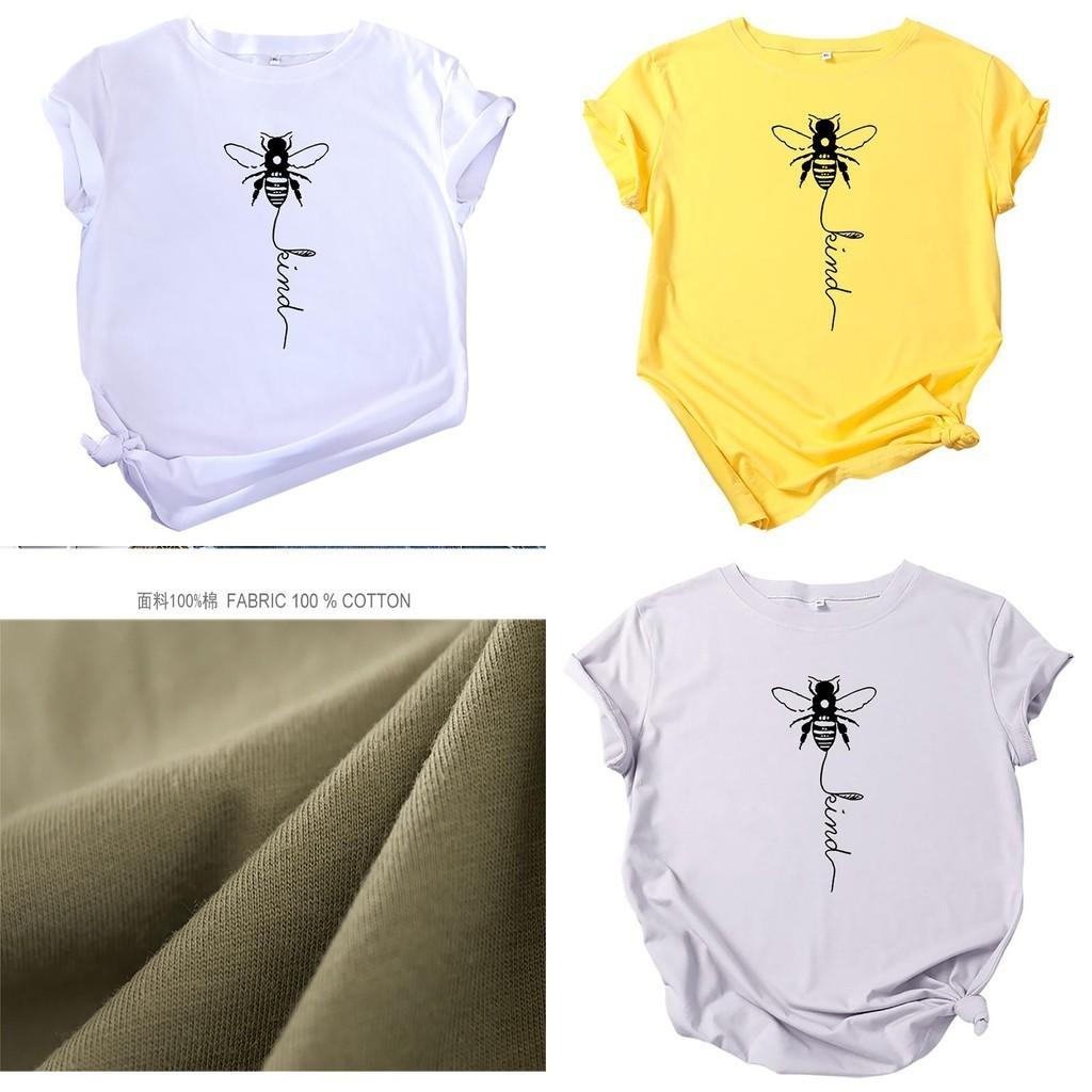 Women's Bee Printed Crew Neck T-shirts Featuring Soft Cotton Fabric For Comfort
