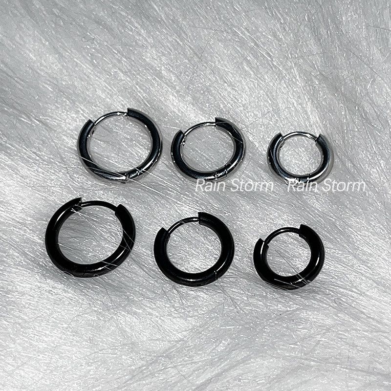 

Storm Titanium Steel Simple Bracelet Earrings European and American Personalized Trendy Men and Women Hip Hop Ear Clip Simple No Color Fading Ear Ring Silver 8mm One