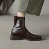 Niche design new retro square head thin short boots women's fashion mid-heel and ankle thin boots British Martin boots