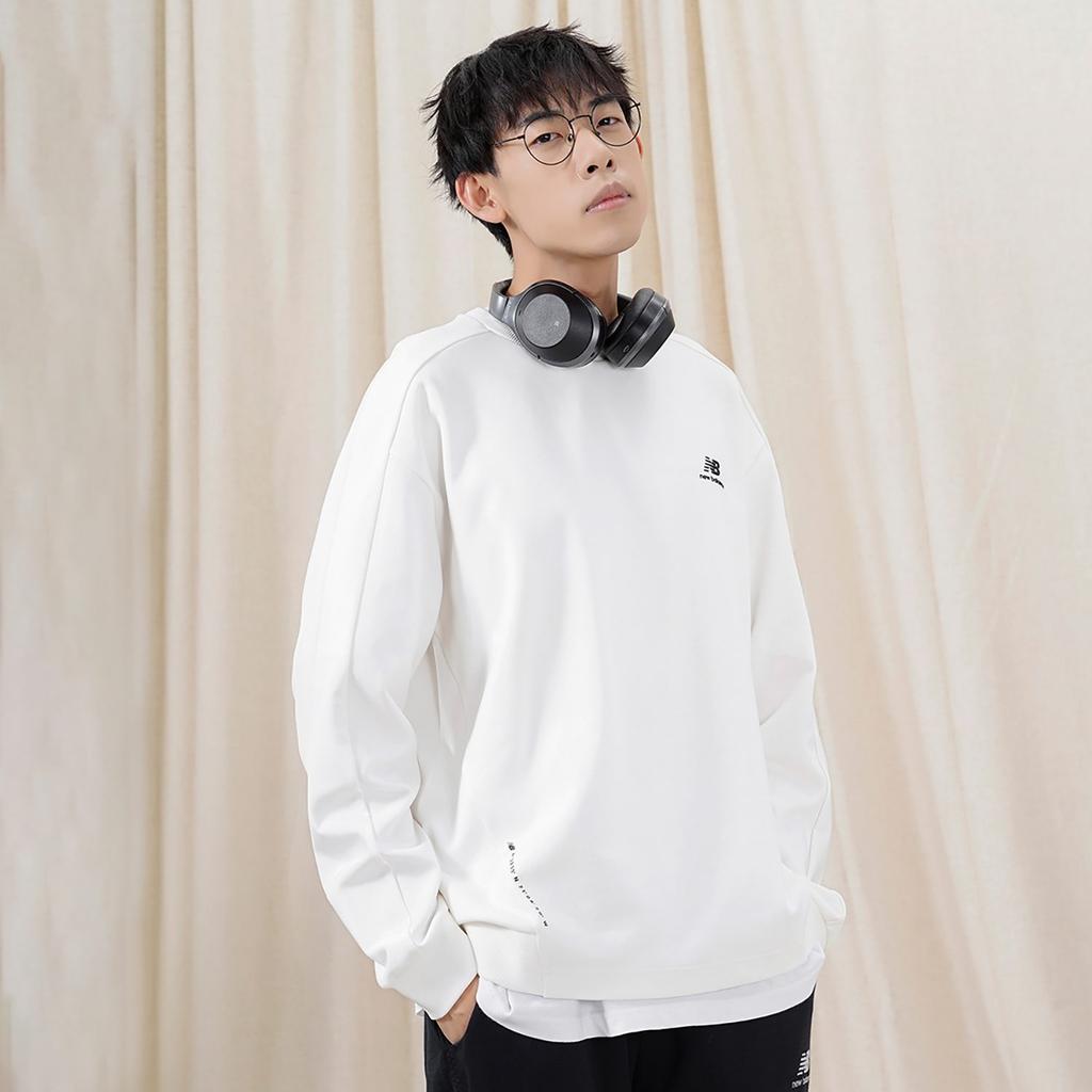 New Balance Sweatshirts Unisex White Crew Neck Moderate Regular 5CC38623-IV