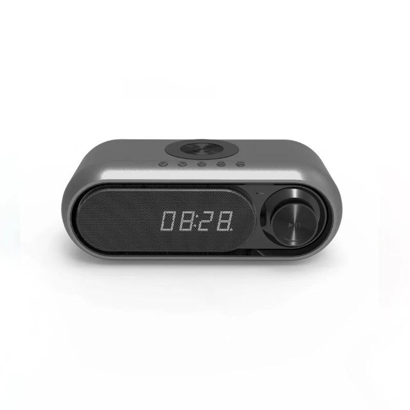 Многофункциональный мини-Bluetooth-динамик, FM-радио, Будильник, 10 Вт, Беспроводное зарядное устройство для мобильного телефона с микрофоном, Динамики