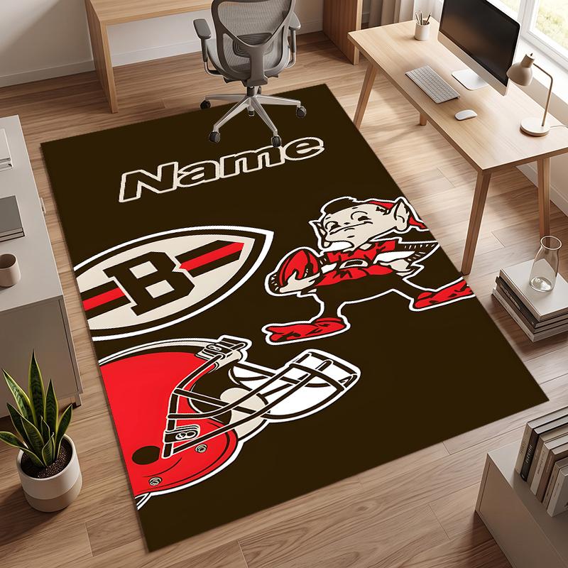 Cleveland Browns (1) Personalized Name Office Carpet Stylish Decor for Living Room Bedroom Kitchen