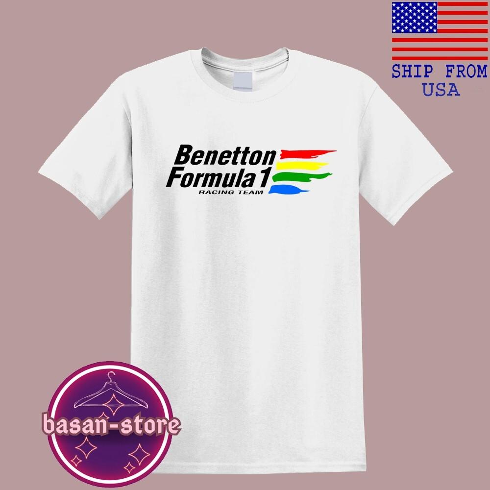 Benetton Racing Men#039;s White Size S5XL Unisex T-Shirt