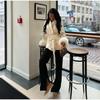 VAYLA Chic Lapel Plush Coat With Belt Women Vintage Solid Faux Fur Sleeve Tweed Open Coats Female Autumn Casual Street Outwear