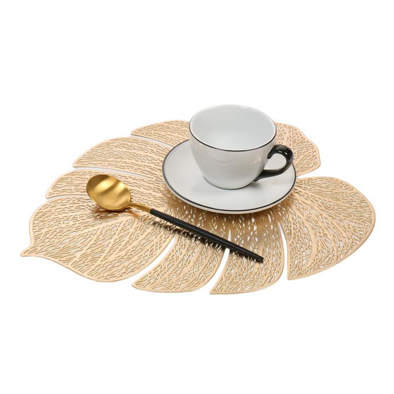 Elegant Luxury Gold Stamping Coasters Drink Absorbent Thin Rose Leaves Coasters For Coffee Wooden Table Cork Heat-Resistant Reusable Drink Coaster