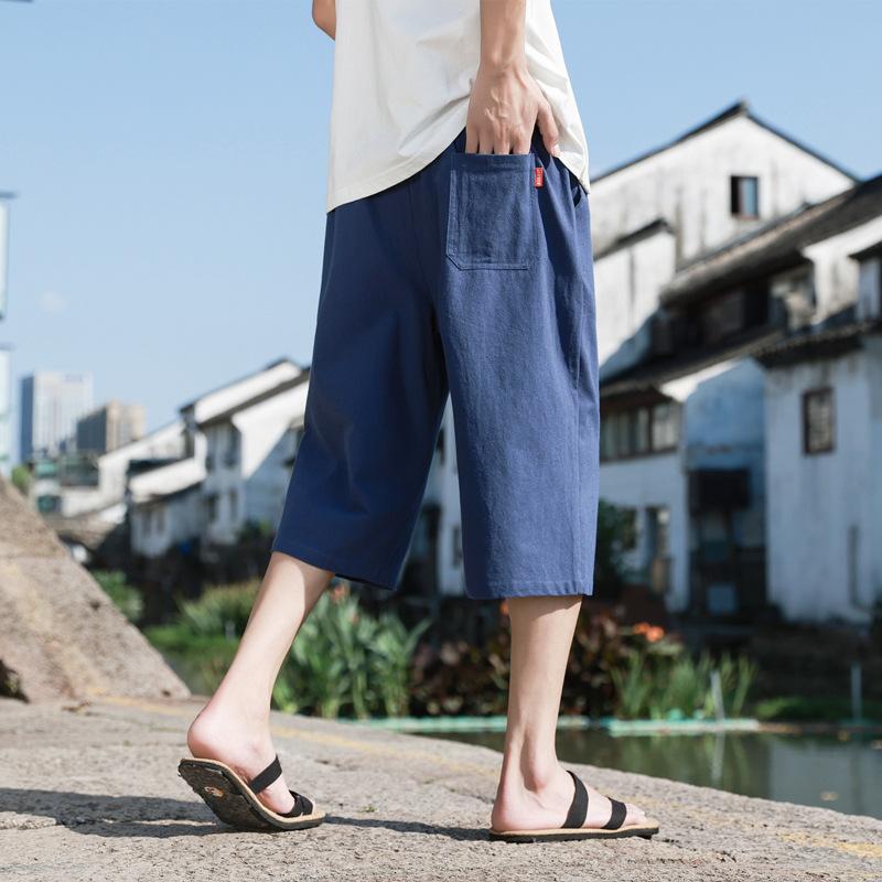Summer Casual Linen Short Pants New Cotton Straight Mens Lightweight Shorts Large Solid Color Gym Fifth Beach Short Pants