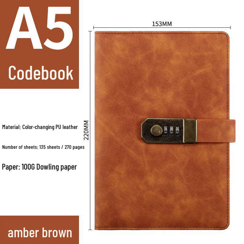 Retro Artistic Password Lock Diary for Primary School Girls