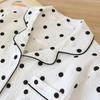 Spring And Autumn New Ladies Pajamas, Two-piece, Long-sleeved, Trousers, 100%Cotton, Crepe, Thin, Large Size, Polka-dot, Home Service Set