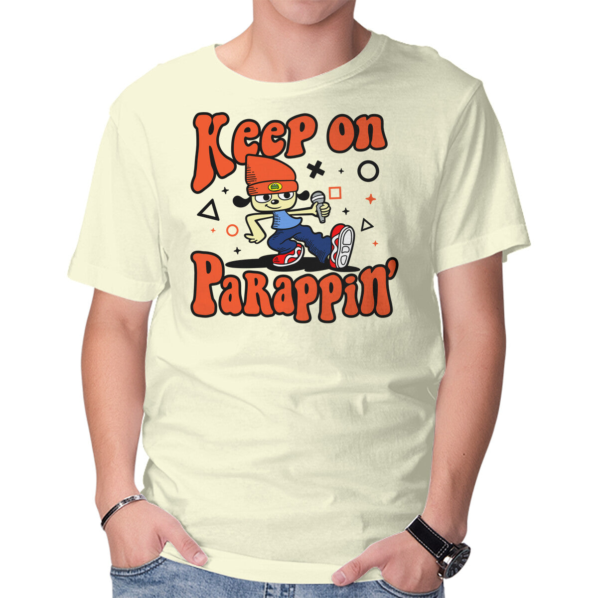 Unisex Crew Neck T-Shirt Keep On PaRappin Graphic Short Sleeve Casual Tee M