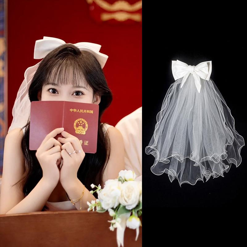 Wedding Veil Bridal Headwear Simple Elegant Soft Tulle Headpiece for Registration Ceremony Engagement And Bride's Gown