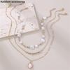 Geometric Artificial Pearl Pendant Necklace For Women With Multilayer Chain Summer Style