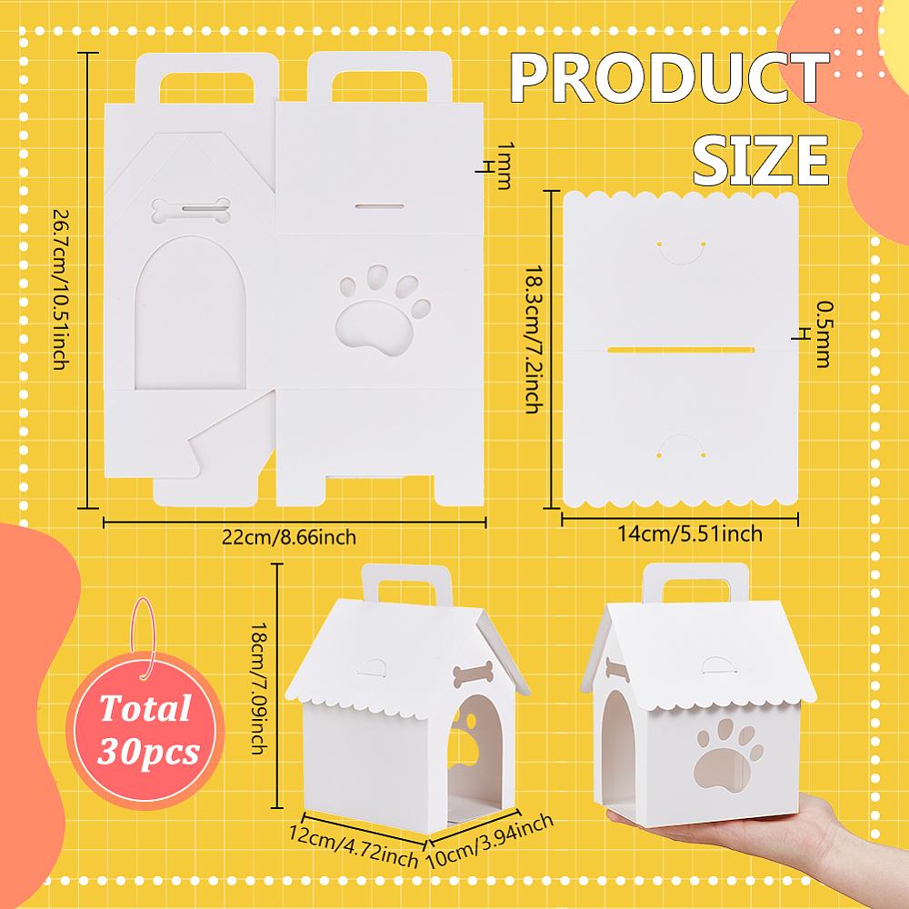 30pcs Paper Dog House Pretending Prop Decorations White 100x120x180mm