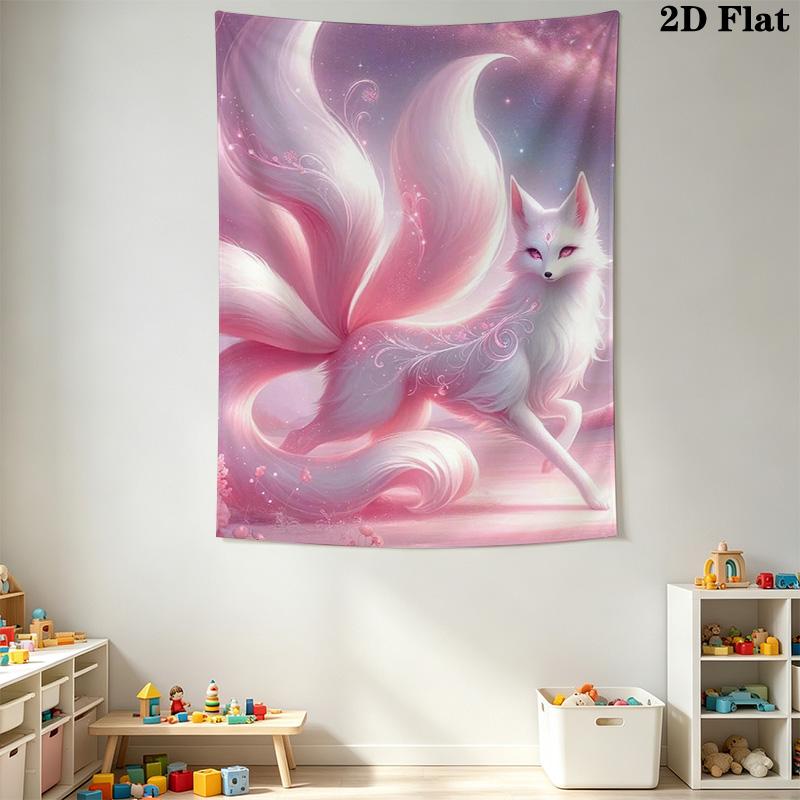 Glamorous Pink Fox Pattern Home Decor Tapestry, Wall Hanging, Decorative RV Wall Cloth.ZGT0914212