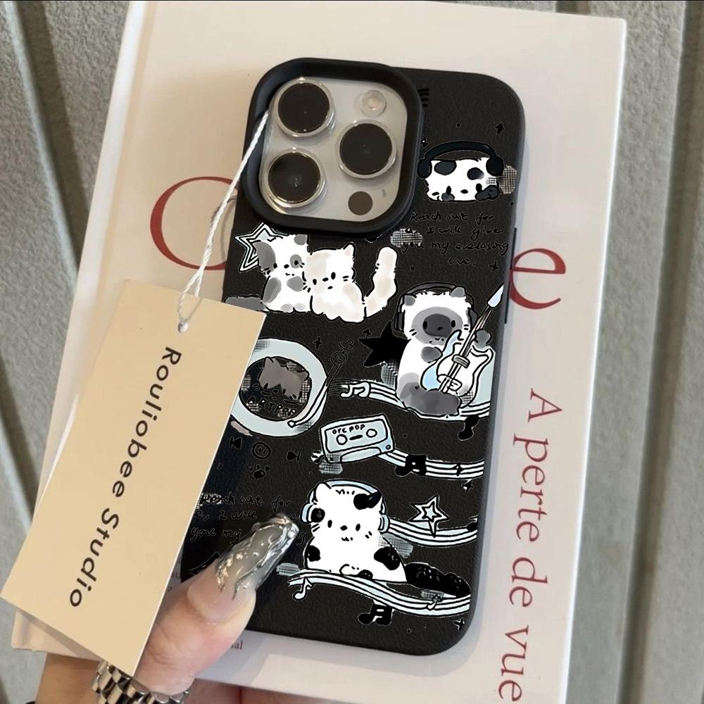 

HOT Lovely Guitar Music Cat Lichee leather pattern Phone Case For Samsung A57 A36 A26 A07 A55 A35 A16 A06 A54 A34 A25 A05 4G 5G Samsung A32 4G