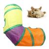 Tunel dla kota 3-drożny składany interaktywny w kolorach tęczy pod kątem prostym zakrzywiony tunel tuba zabawka dla