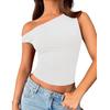 Dámské od ramene Bez rukávů Pevné Sexy Roztomilé tričko Slim Fit Upnuté tričko Crop-Top tílko