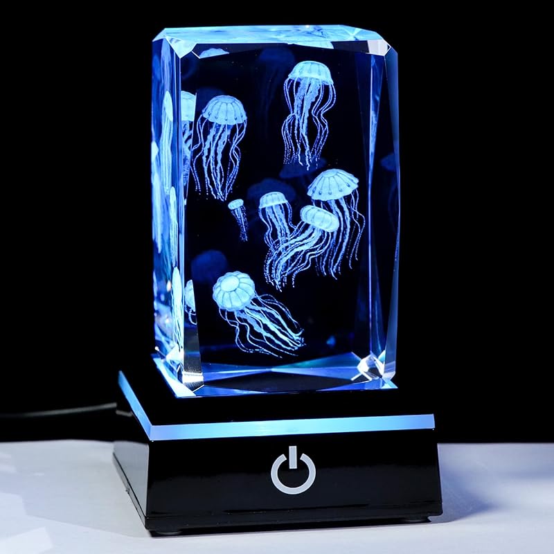 

Kertari 3D crystal jellyfish interior figurine birthday woman Popularity mother wife she boyfriend Present [genuine product] K9 crystal LED light