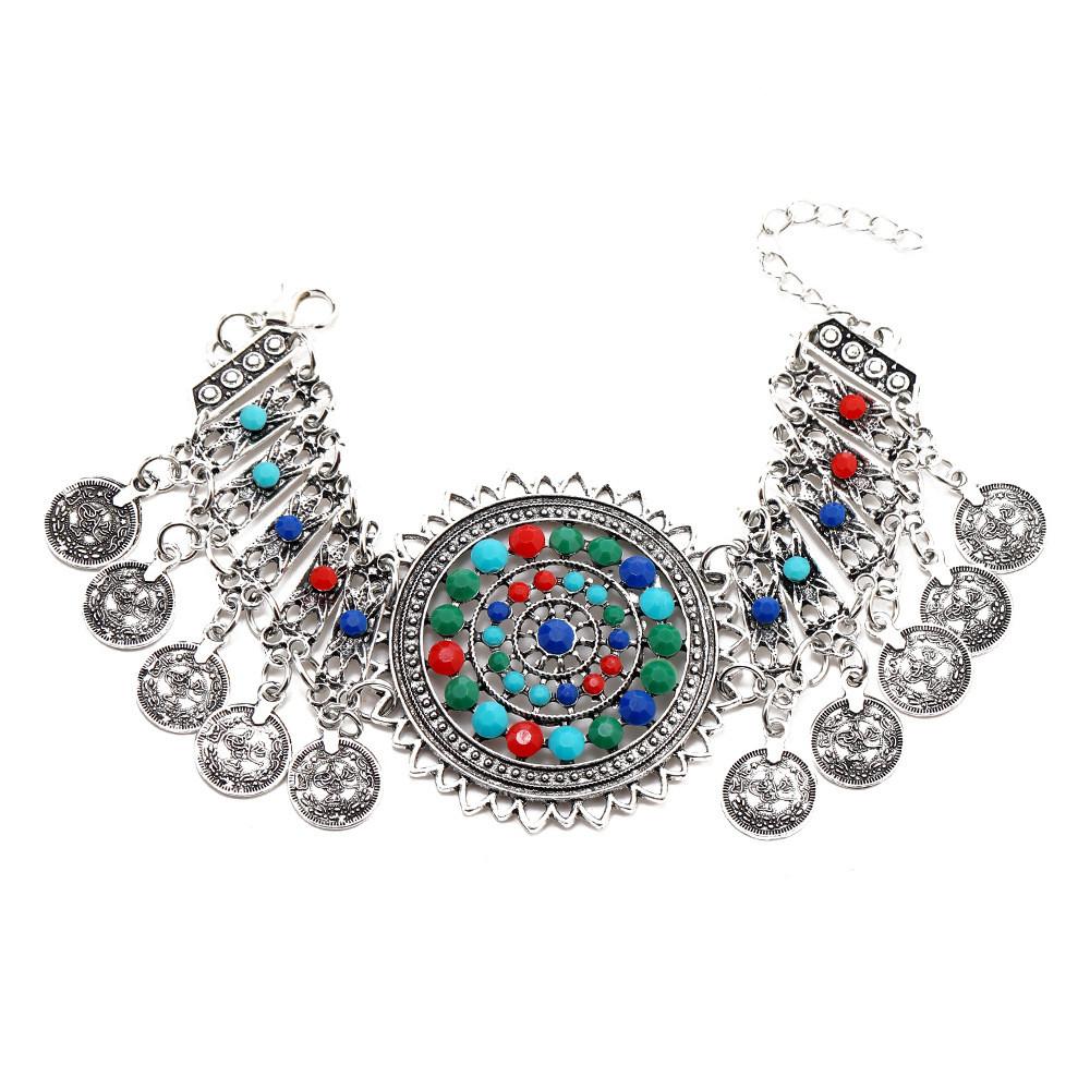 Fashionable Simulated Turquoise Decor Multi Layer Chain Design Women Headwear For Travel Souvenirs