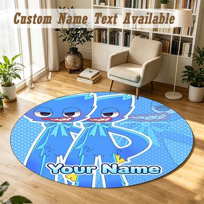 Round Rug Custom NamePoppy Playtime Pattern Non Slip Carpet Home Floor Decor