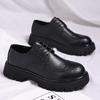 Platform Dress Shoes Man Black Fashion Casual Leather Shoes Breathable Non Slip Lace Leather Shoes Large Size 46 47 48