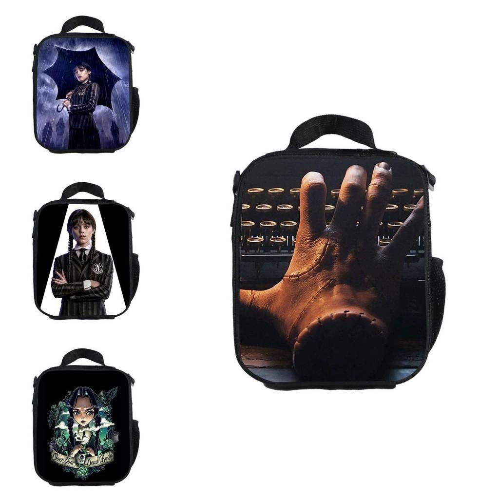 Bolsa de almuerzo aislada del miércoles La Familia Addams Para Niños Estudiantes