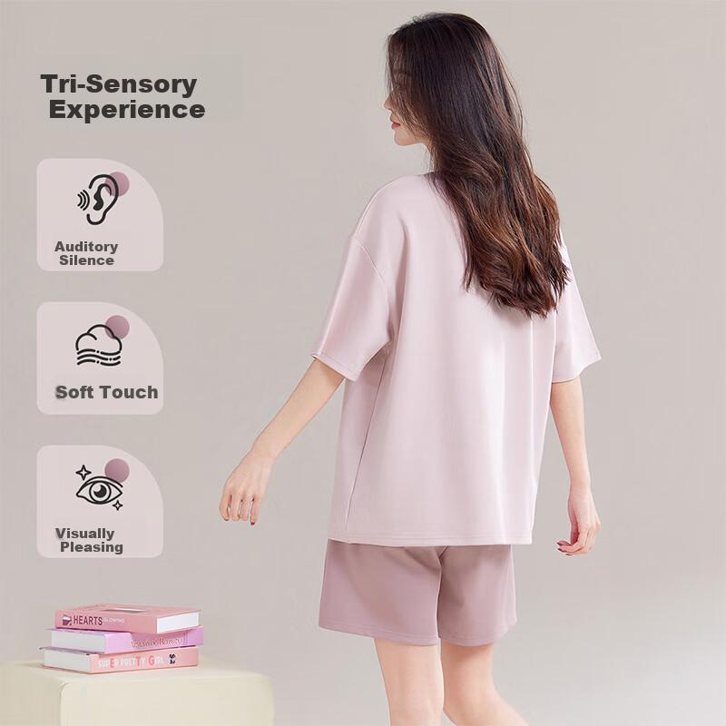 LangSha Women's Pajamas, Summer Soft Breathable Simple Printed Loose Loungewear, Suitable for Outdoor Wear, New Style 2026 Set