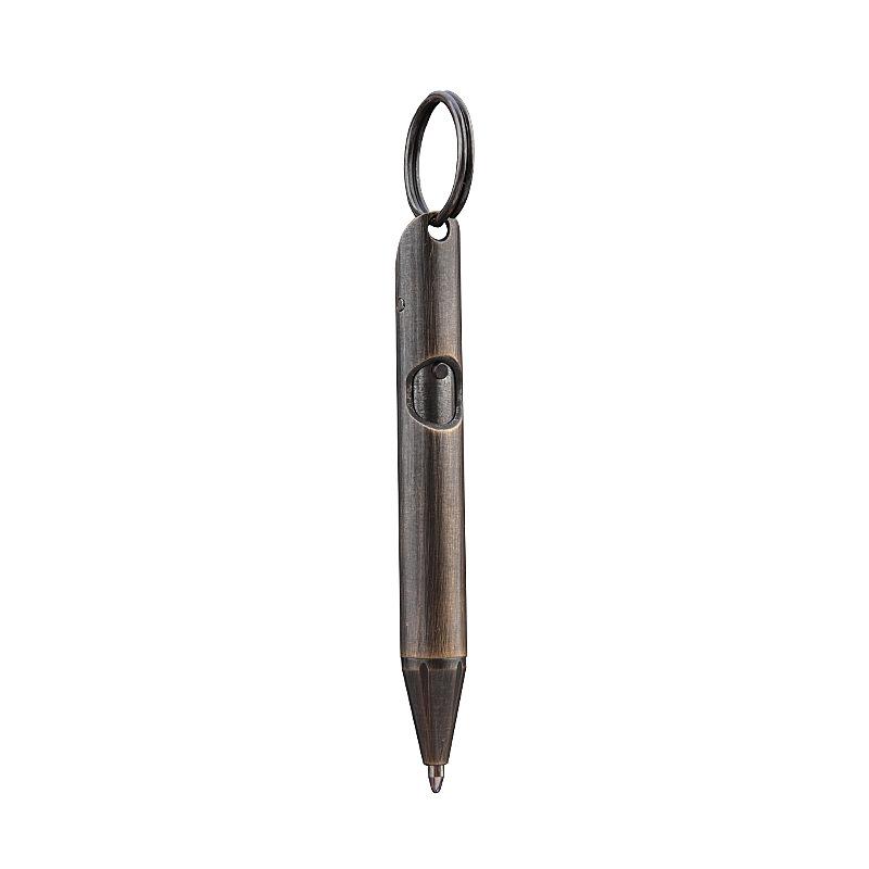 Vintage Mini Brass Press Pen Portable Keychain Pocket Pen Portable Travel Business Signature Pen Decompression Ballpoint Pen