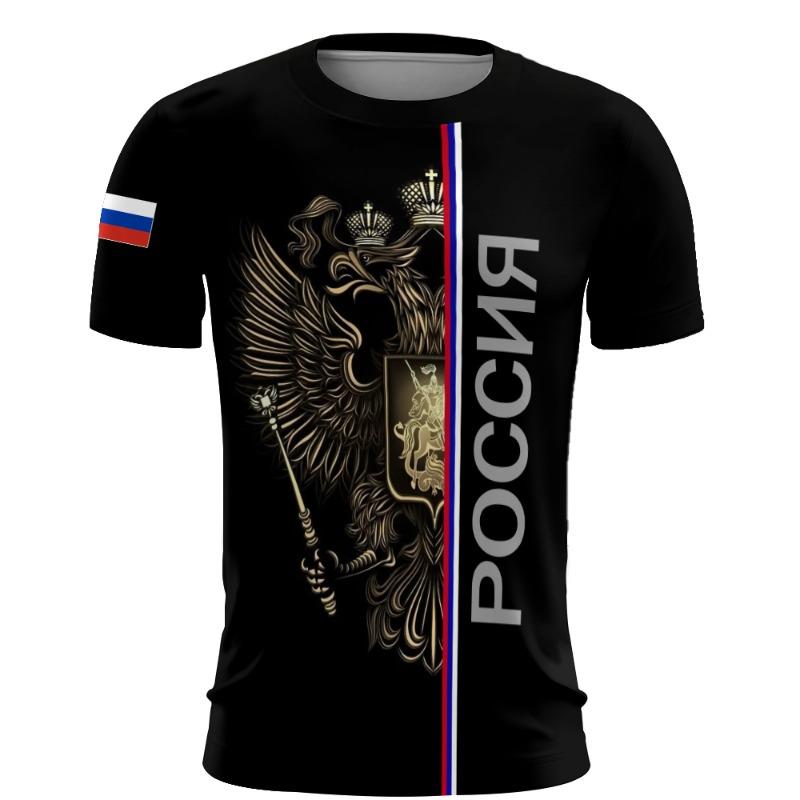 Men's T-Shirt Russian Flag 3D Printed Casual Loose Round Neck Pullover Short Sleeve Top Tees Men's Clothing Outdoor Oversized