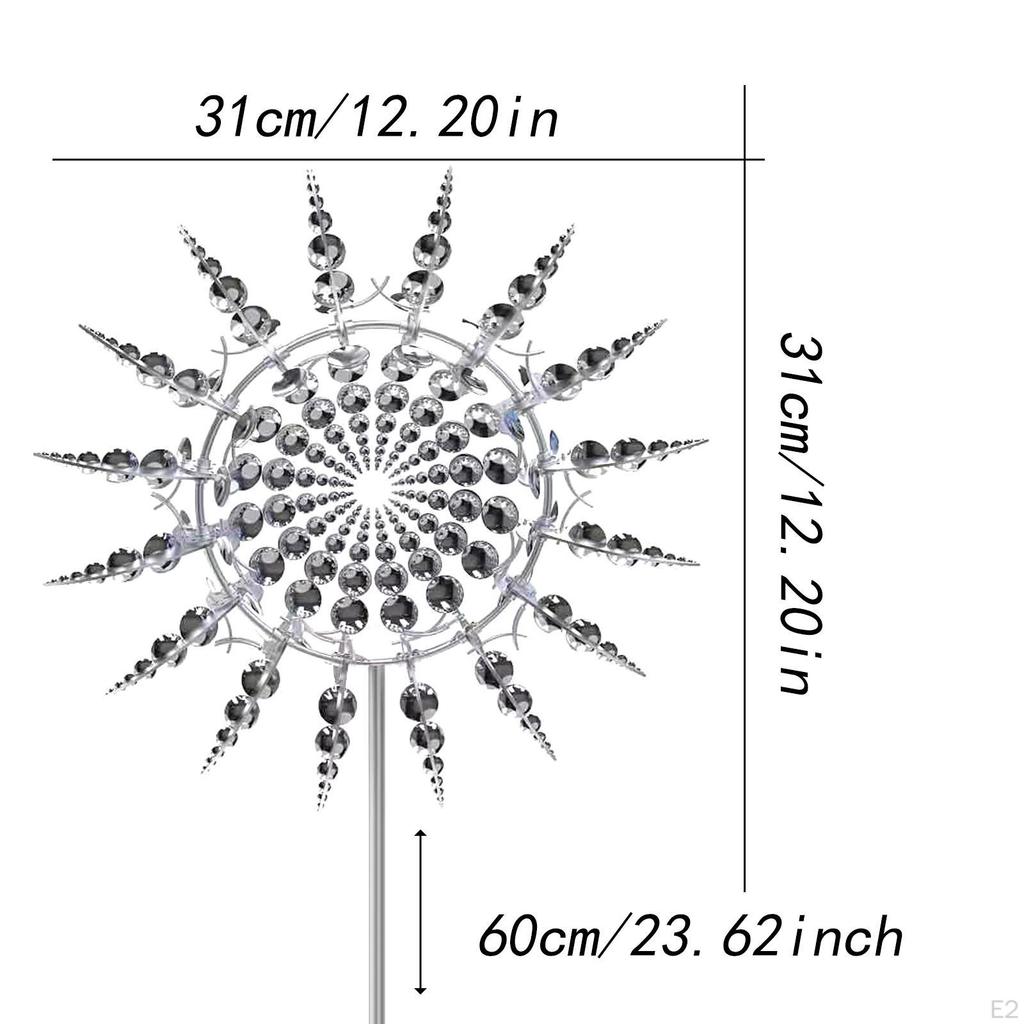 3D 360° Rotation Metal Wind Lawn Decoration Sturdy Multifunctional with Stake for Pathway Diameter