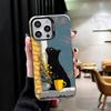Schwarze Katze Ästhetik Muster Stoßfeste Handyhülle für iPhone 17 Air 16 16E 15 Pro Max 14 Plus 13 Mini 12 Rückseite Anti Fall Fu