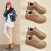 2025 Winter Plush White Shoes New Korean Edition Ins Female Students Thick Bottom Sports Board Shoes Casual Shoes