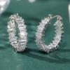 Elegant Sparking Synthetic Zirconia Silvery Plated Hoop Earrings for Women and Men's Concise Wedding Jewelry Accessories Crafts