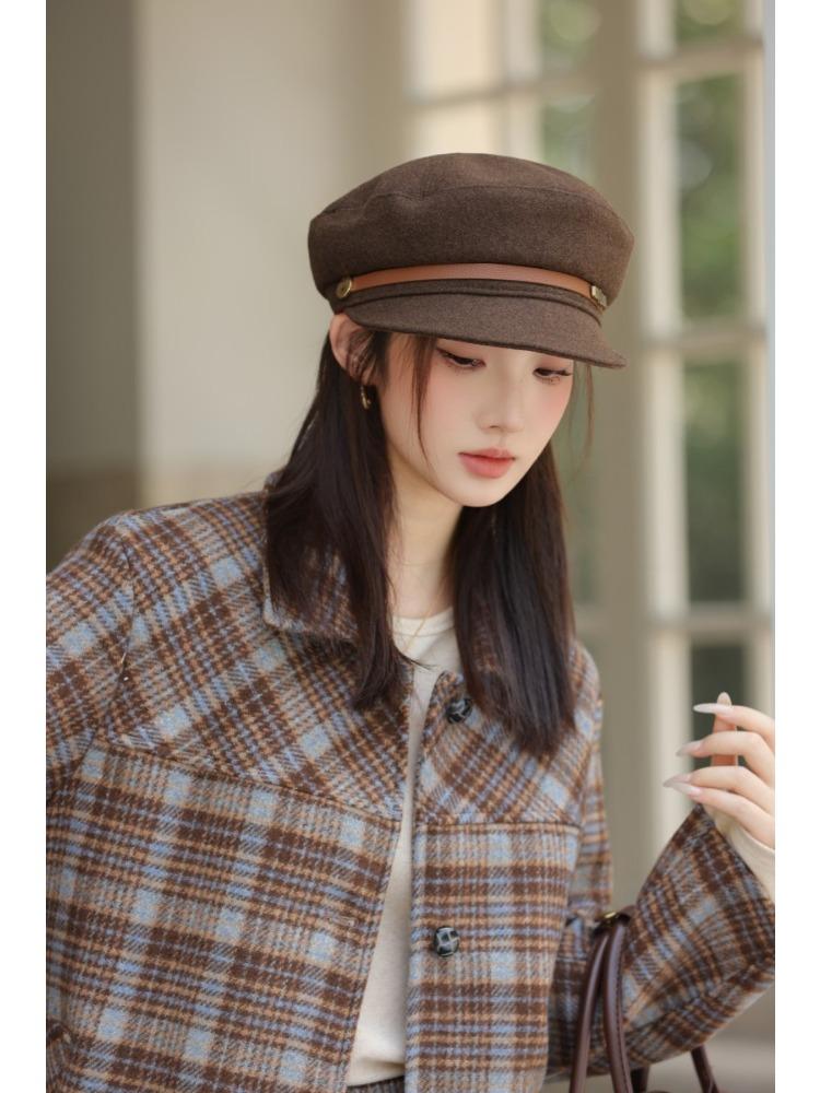 Autumn and Winter New Hat Women's Woolen Navy Hat Retro Simple Fashion Cap Perfect for Cold Weather, Winter Headwear
