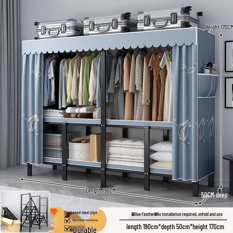 No-Assembly Wardrobe with Drawers: Foldable and Durable for Bedroom or Rental Room