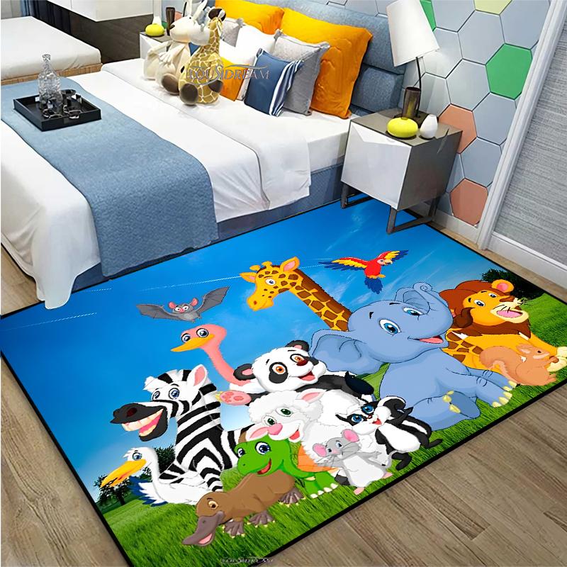 Dżungla Dywan Zwierzęcy Żyrafa Lew Dywan Dekoracja Salonu Duży Dywan Sypialnia Dziecko Mata Do Raczkowania Łazienka Mata Kąpielowa