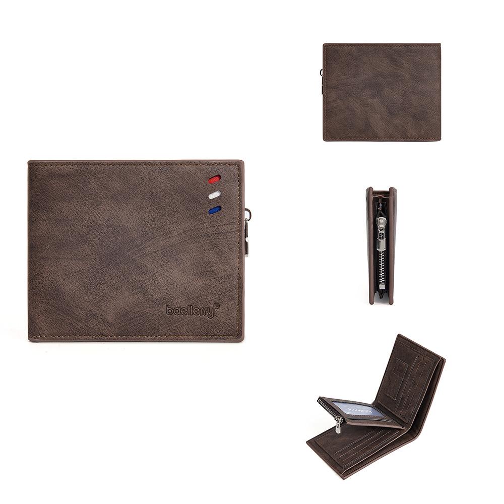 Trendy Men's Color Stripe Wallet with Logo, Card Holder, Zipper Pocket