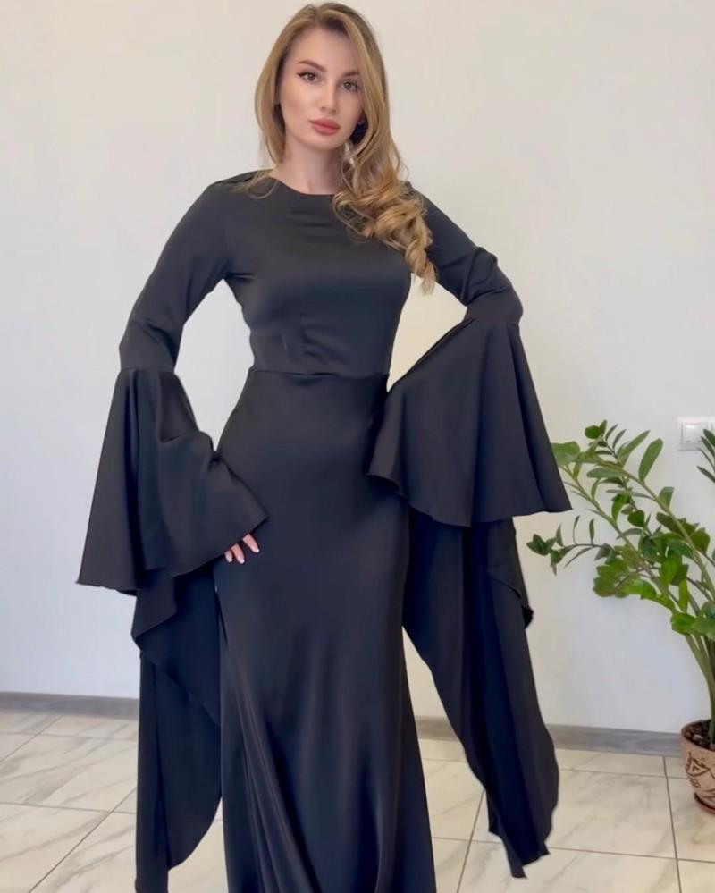 2024 Autumn/Winter Women's Flowing Sleeve Evening Dress with Big Swing Style