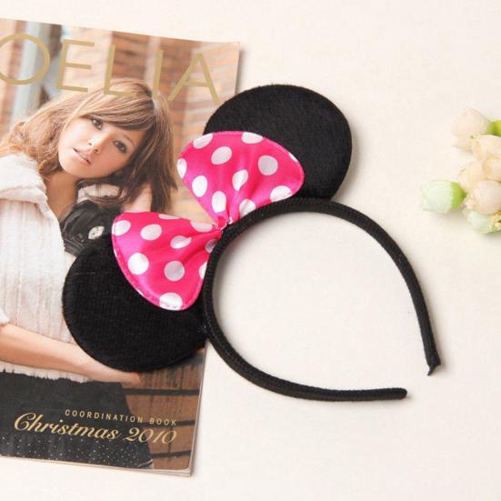 Cute Kid Girl Mickey Mouse Dot Print Bow Ear Hairband Hair Hoop Party Accessory