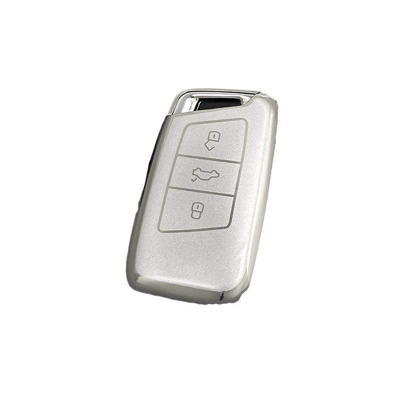 Volkswagen Magotan/Passat B8/Arteon Key Cover: Silver Quicksand Soft Rubber Protective Shell