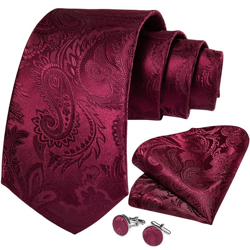 Luxury Blue Paisley Silk Tie Set For Men Floral Men's Wedding Neck Tie Pocket Square Cufflinks Tie Clips Men's Gift