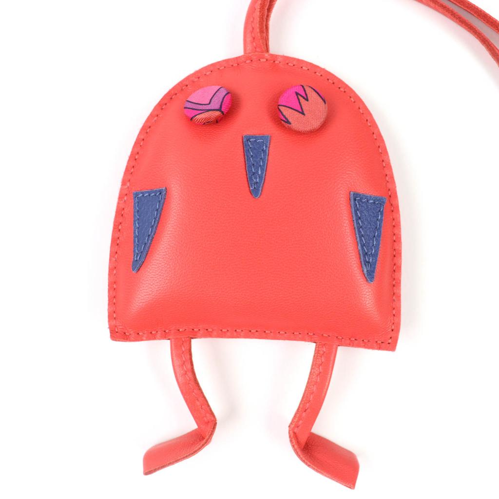 Excellent HERMES Bag charm Owl Red series leather Women Used