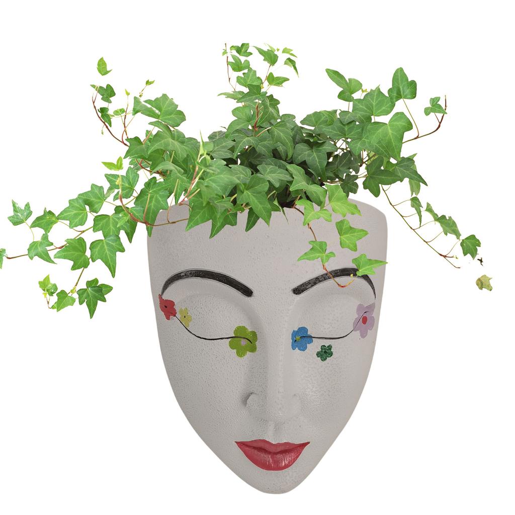 Head Wall Planter Resin Head Flower Pot Creative Human Face Flower Pot For Indoor Outdoor Plants Easy To Install DIY Sculpture