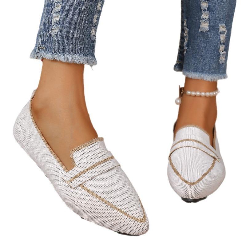 Large size flat shoes women's spring pointed fashion flying weaving shallow mouth one pedal casual foot shoes