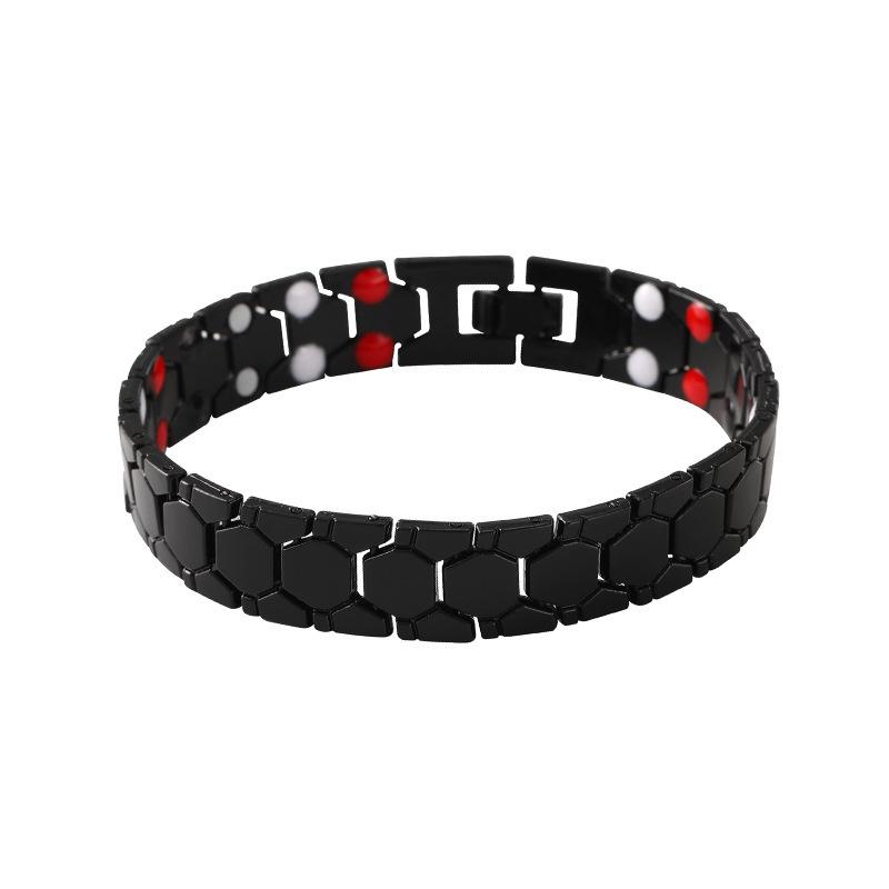 European and American fashion geometric magnetic therapy bracelet men s personality hexagonal titanium steel bracelet hot-selling models
