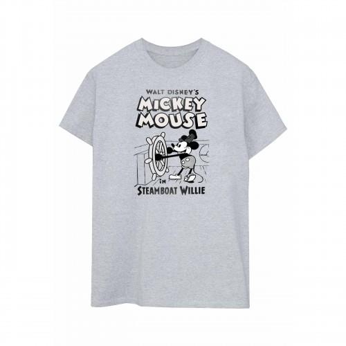 

Disney Womens/Ladies Mickey Mouse Steamboat Willie Cotton Boyfriend T-Shirt XL