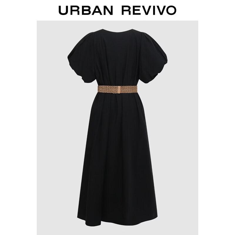 UR2026 Women's V-Neck Wide Belt Maxi Dress