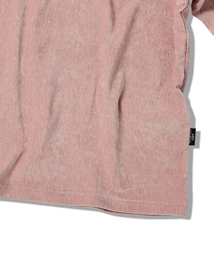 TRAVEL Velour Line Tape Ringer Short Sleeve T-Shirt Pink