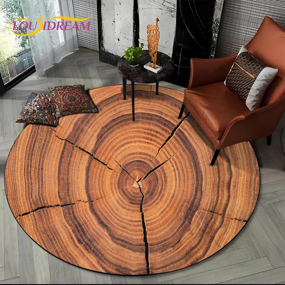Ultimo Tappeto Rotondo con Linee Effetto Legno Colorato 3D, Tappeto per Soggiorno Camera da Letto Divano Stanza dei Giochi Bambini Decorazione, Antiscivolo per Animali Domestici Regalo